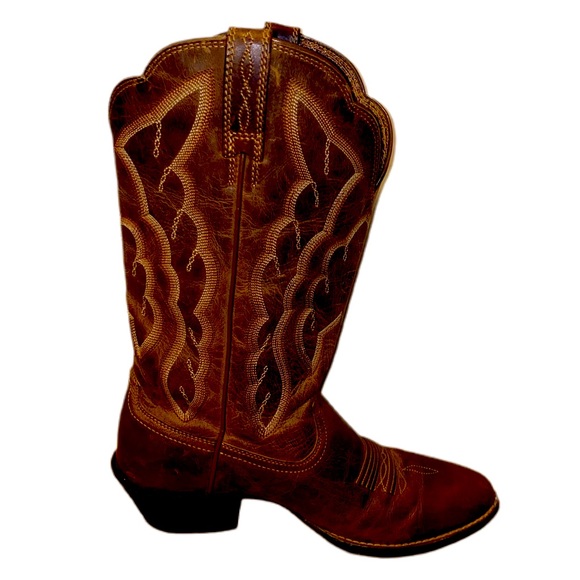 Ariat Womens Size 7B Heritage RToe Cowboy Western Boot Distressed Brown 10020289 - Picture 5 of 8